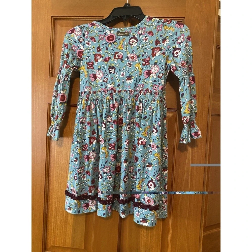 Matilda Jane Girls Floral Painterly Lap Dress Size 8 paint by numbers Blue